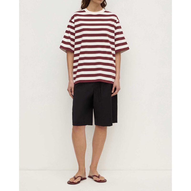 Assembly Label Arla Cotton Stripe Short Sleeve Tee Dark Raisin Cream Stripe image number 3
